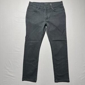 John Varvatos Men's Black Denim Mid Rise Bowery Slim Fit Straight Jeans Size 34R